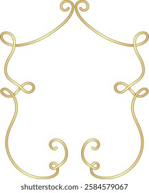 Vector hand drawn golden elegant frame isolated on a transparent background
