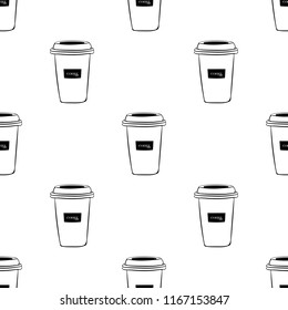 Vector hand drawn graphic fashion illustration cup, coffee cup, cup of coffee. Trend graphic glamour fashion sketch seamless pattern in vogue style. Isolated elements background