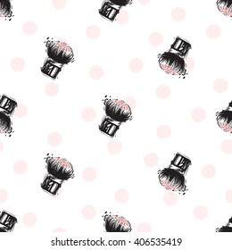 Vector hand drawn graphic fashion sketch blush brush. Trend soft colored glamour fashion seamless pattern in vogue style. Isolated elements on white background