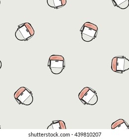 Vector hand drawn graphic fashion illustration ladies handbag. Trend graphic glamour fashion sketch seamless pattern in vogue style. Isolated elements background