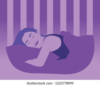 Vector hand drawn graphic illustration. Sexy pretty posing person, cartoon, sleep on its side and dream