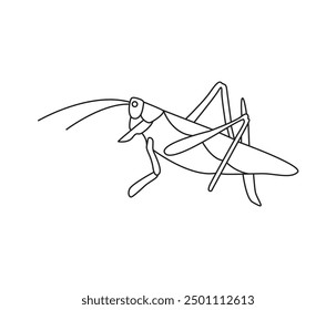 vector hand drawn Grasshopper insect in one line drawing 