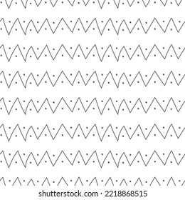 Vector. Hand drawn gray, black and white geometric pattern. Monochrome abstract outline chevron, checkmarks, zigzag. Repeating geometric texture, geometric shape. Mosaic abstract background. Dividers.