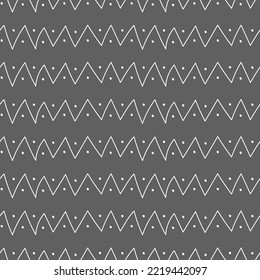 Vector. Hand drawn gray, black and white geometric pattern. Monochrome abstract outline chevron, checkmarks, zigzag. Repeating geometric texture, geometric shape. Mosaic abstract background. Dividers.