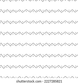 Vector. Patrón geométrico gris, negro y blanco dibujado a mano. Espectro de contorno abstracto monocromo, marcas de verificación, zigzag. Textura geométrica repetitiva, forma geométrica. Fondo abstracto mosaico. Divisores.