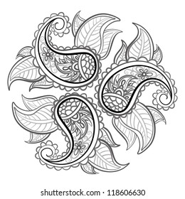 vector hand drawn gray floral pattern