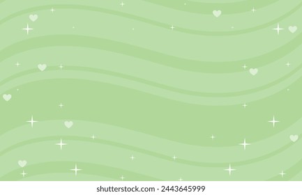 Vector hand drawn green stripes and hearts background.
