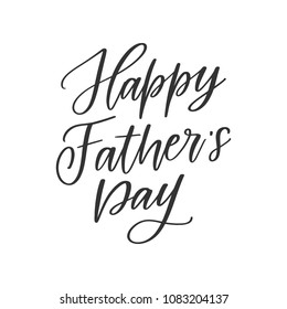 Vector hand drawn greeting card - Happy Father's day. Black calligraphy isolated on white background