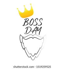 Vector hand drawn, greeting card, Happy Boss Day.