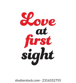 Vector hand drawn greeting card - Love at first sight. Black calligraphy isolated on white background. Valentine's Day design