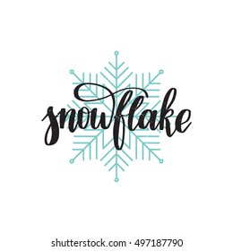 Vector hand drawn greeting card - Baby it's cold outside. Black calligraphy isolated on white background with blue snowflake