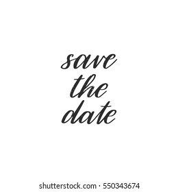 Vector hand drawn greeting card - Save the date. Black calligraphy isolated on white background. Valentine's Day design