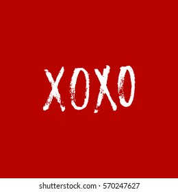 Vector hand drawn greeting card - XOXO. Hugs and kisses. Calligraphy poster. Hand lettering illustration. Valentine's Day design