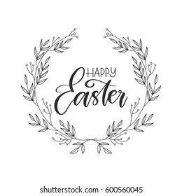 Vector hand drawn greeting card - Easter greetings. Calligraphy isolated on white background.