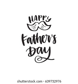 Vector hand drawn greeting card - Happy Father's day. Black calligraphy isolated on white background