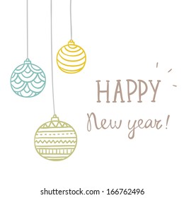 Vector hand drawn greeting new year card