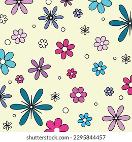 vector hand drawn groovy floral pattern