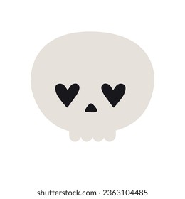 Vector hand drawn groovy skull isolated on white background
