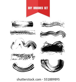 Vector hand drawn grunge dry brush wide lines. Clip art  set for your design.