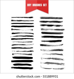 Vector hand drawn grunge dry brush line smears. Clip art big set for your design.