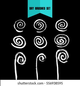 Vector hand drawn grunge dry brush line spirals. Clip art set for your design.