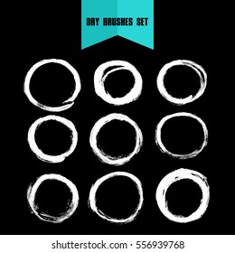 Vector hand drawn grunge dry brush circles. Clip art set for your design.