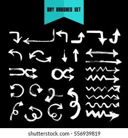 Vector hand drawn grunge dry brush arrows. Clip art big set for your design.