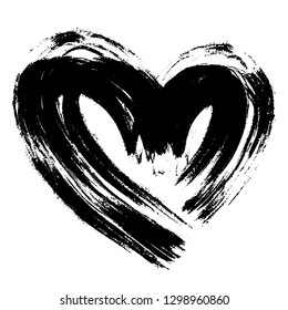 Vector hand drawn grunge heart isolated on transparent background. Heart symbol by hand. Ink drawn love symbol.