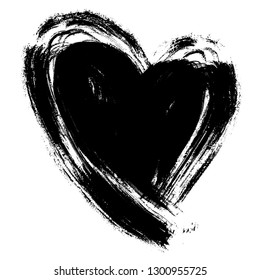 Vector hand drawn grunge heart isolated on transparent background. Heart symbol by hand. Ink drawn love symbol.
