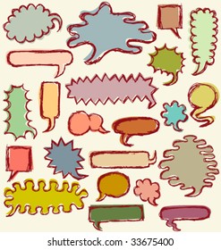 VECTOR Hand drawn grungy speech bubbles. Set of 22 variations.