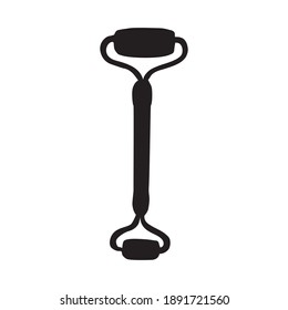 Vector hand drawn gua sha face massage roller silhouette isolated on white background