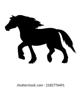 Vector hand drawn gypsy horse silhouette isolated on white background