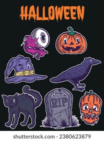 Vector hand drawn halloween element set