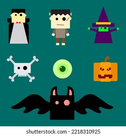 vector hand drawn halloween elements - cute monster elements for halloween day celebration