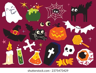 Vector hand drawn halloween elements pack