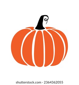 Vector Hand drawn Halloween pumpkin Isolated on white background minimal style pumpkin icon in flat style illustration Vegetable Fall Farm gardening cooking and halloween holiday concept design.