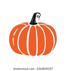 Vector Hand drawn Halloween pumpkin Isolated on white background minimal style pumpkin icon in flat style illustration Vegetable Fall Farm gardening cooking and halloween holiday concept design.