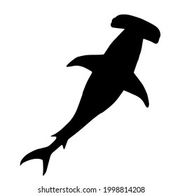 Vector hand drawn hammerhead shark silhouette isolated on white background