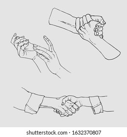 Vector hand drawn of handshake outline doodle icon