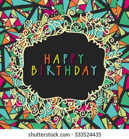 Vector hand drawn Happy Birthday card in street art graffiti style