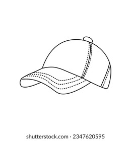 Vector hand drawn hat outline doodle icon. Cap sketch illustration for print, web, mobile and infographics isolated on white background.