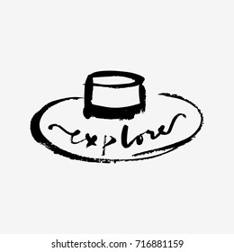 Vector hand drawn hat. Poster, postcard, print, label and other.