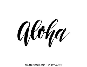 Vector hand drawn hawaiian summer inscription Aloha.