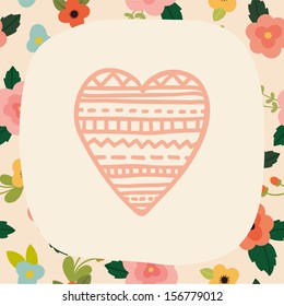 Vector hand drawn heart card