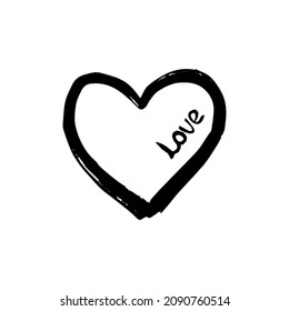 vector hand drawn heart doodle icon, isolated