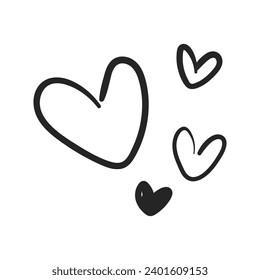 Ilustración del dibujo del corazón dibujado a mano del vector.