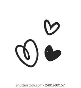 Vector hand drawn heart drawing illustration on white.