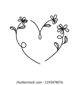 Vector of Hand Drawn Heart and Flower Doodles Ornamental 