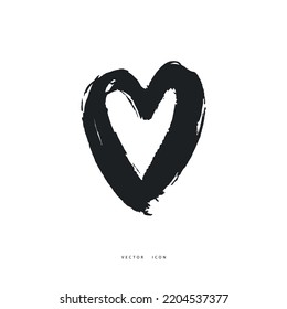 Vector hand drawn heart icon isolated on white background.
