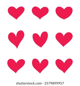 Vector Hand Drawn Heart Icon Set